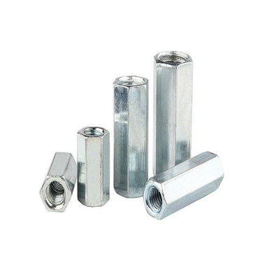 SS201 Hex Long Forged Eye Nut DIN6334 Coupling Nut Berlapis Seng Putih