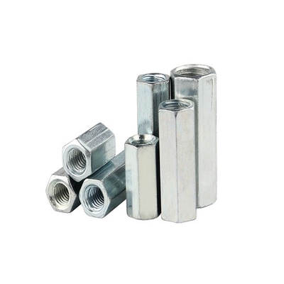 SS201 Hex Long Forged Eye Nut DIN6334 Coupling Nut Berlapis Seng Putih