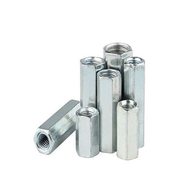 SS201 Hex Long Forged Eye Nut DIN6334 Coupling Nut Berlapis Seng Putih